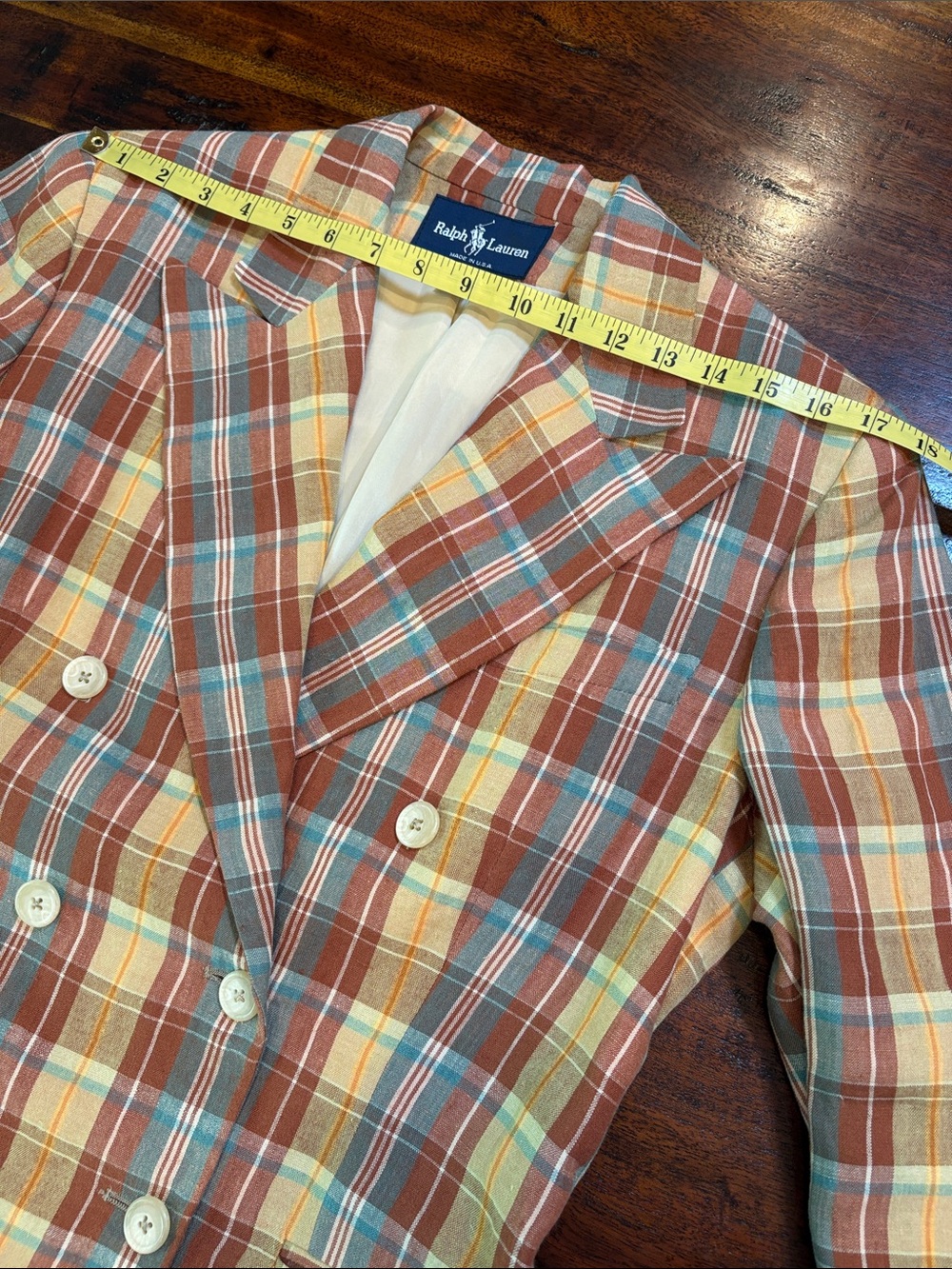 Vintage Ralph Lauren Blue Label Women’s Linen Plaid Blazer Jacket size 10 - Picture 14 of 14